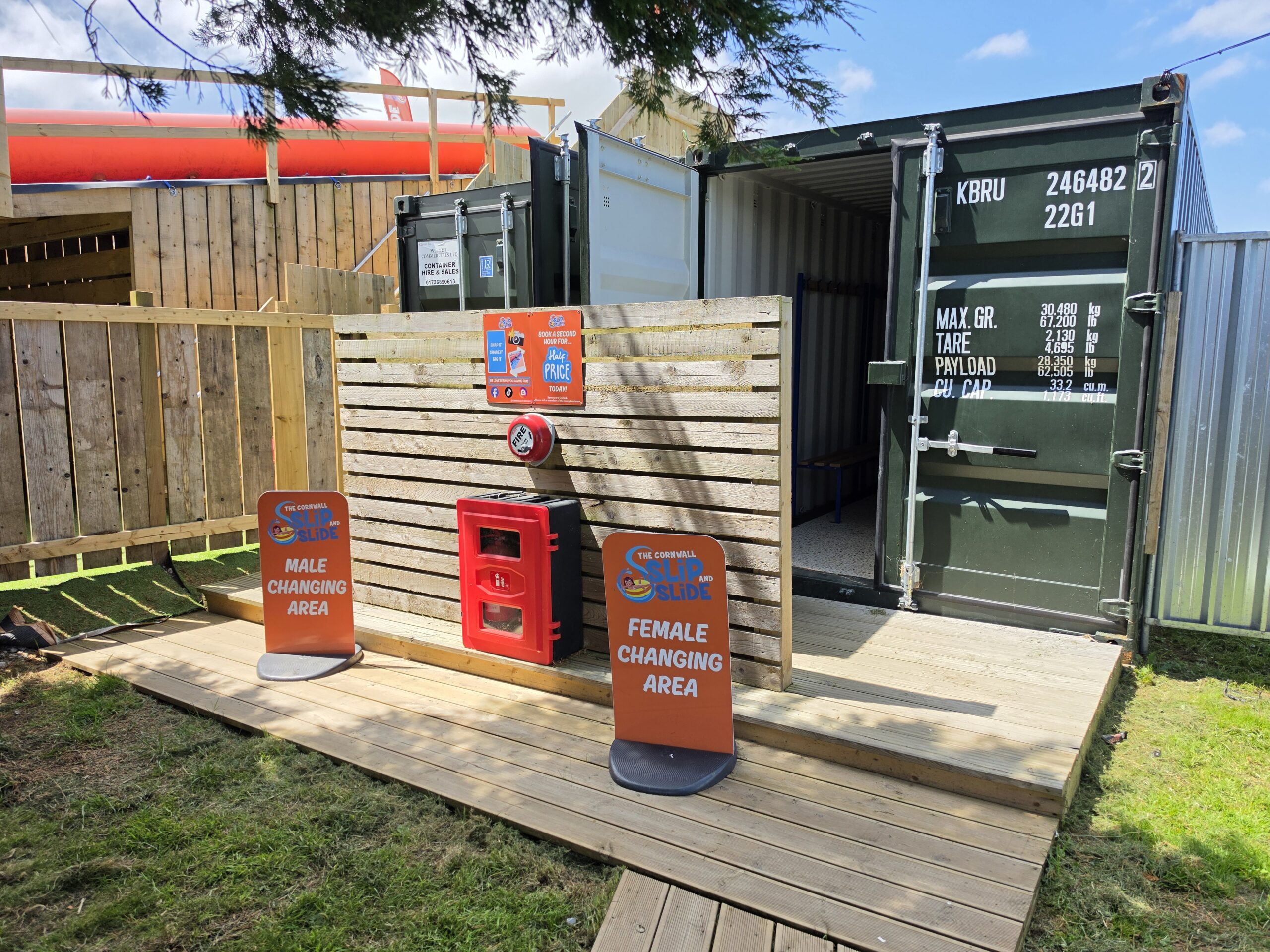 Male and female changing rooms at Cornwall Slip & Slide